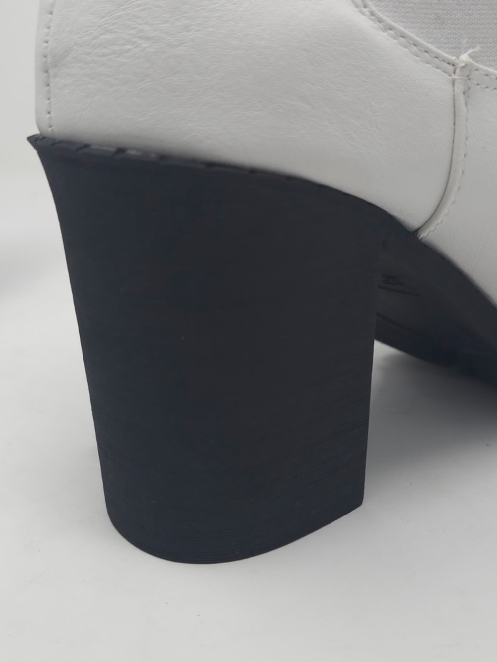 White Chunky Heel Ankle Boots Chelsea Style Platform Minimalist Trendy - Picture 8 of 10